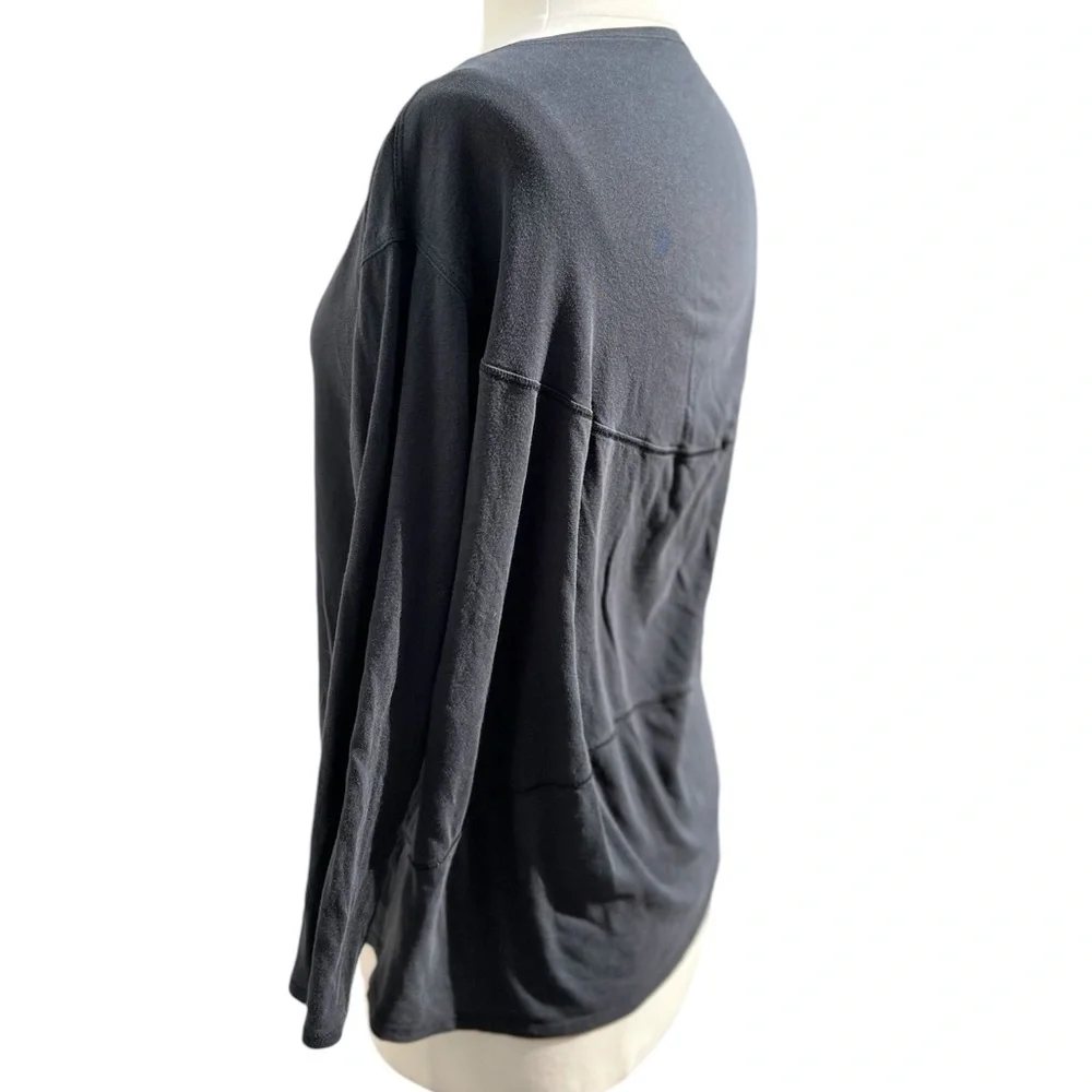 Women’s Lululemon Relaxed Black Crew Neck Cotton Long Sleeve Top Size 8 - Picture 3 of 7